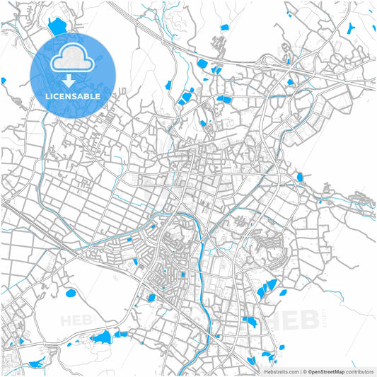 Higashihiroshima, Hiroshima, Japan, city map with high resolution roads.