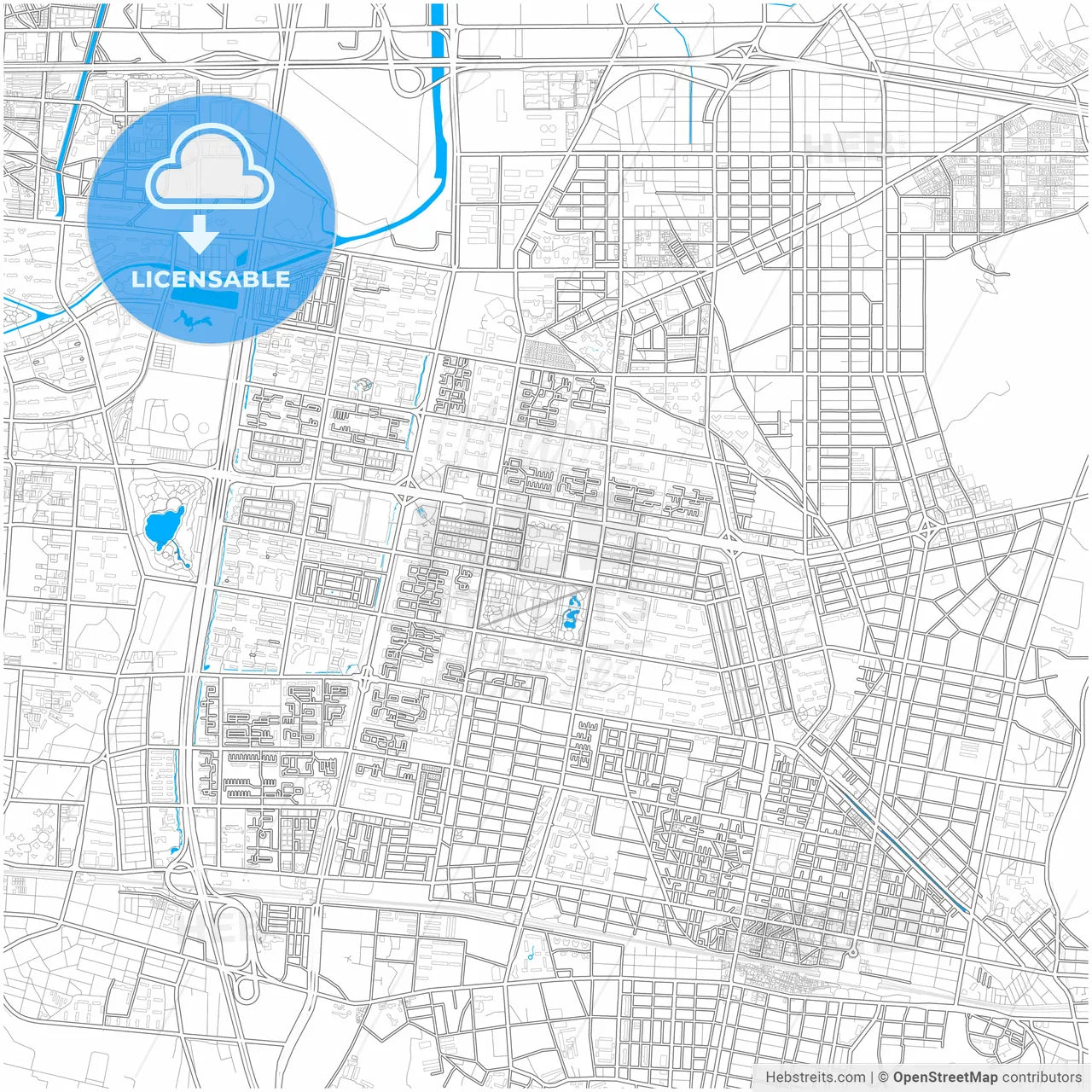 Bucheon, Gyeonggi, South Korea, city map with high resolution roads.