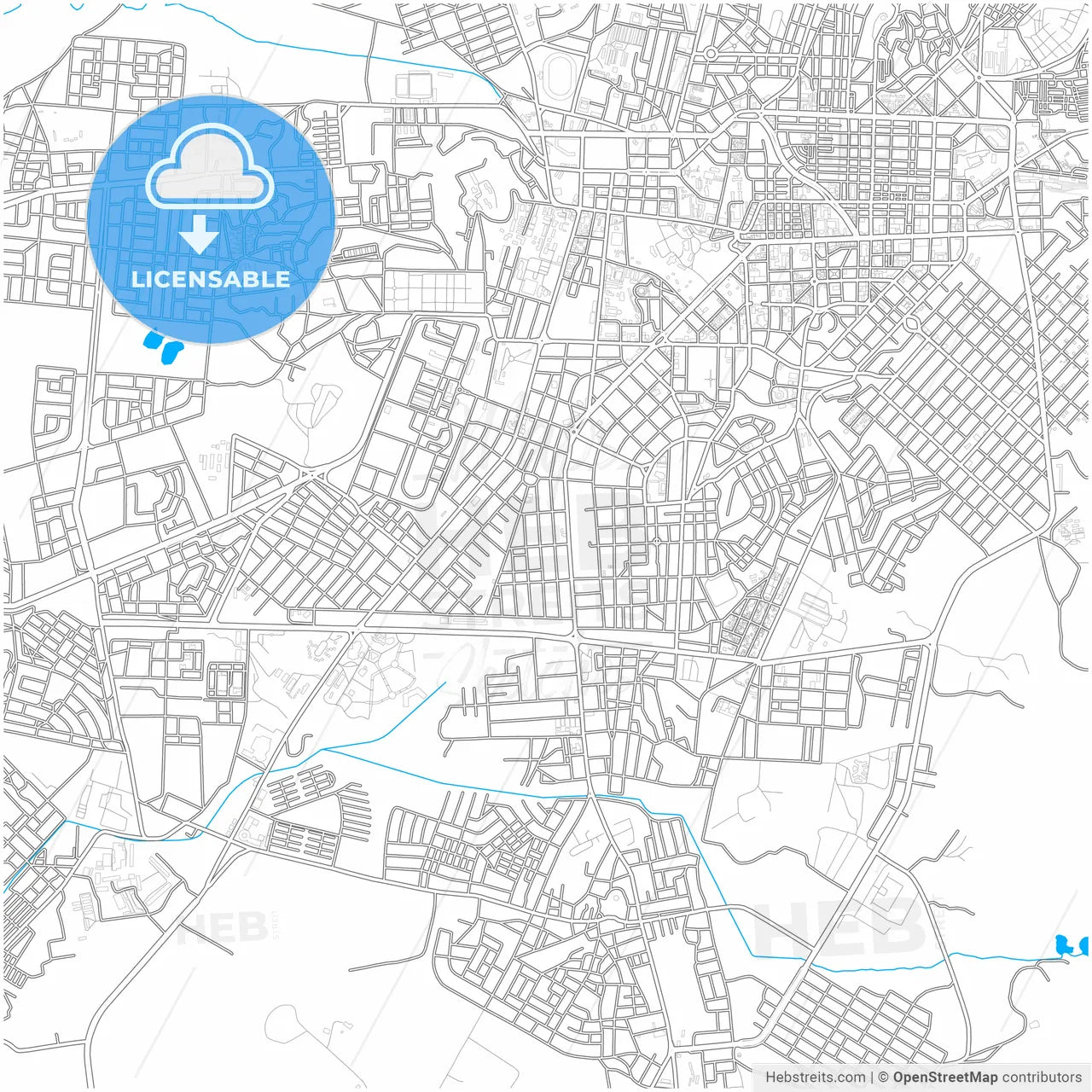 Asmara, Eritrea, city map with high resolution roads.