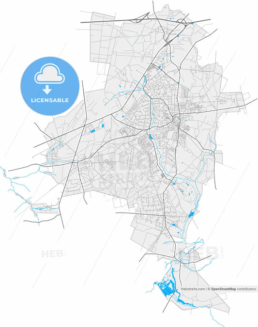 Buchholz in der Nordheide, Lower Saxony, Germany, high resolution vector map - Instant download PDF and JPG