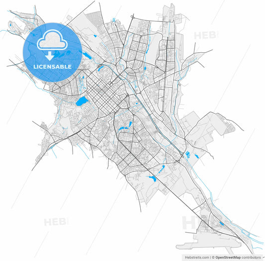 Chișinău, Chișinău municipality, Moldova, high resolution vector map - Instant download PDF and JPG
