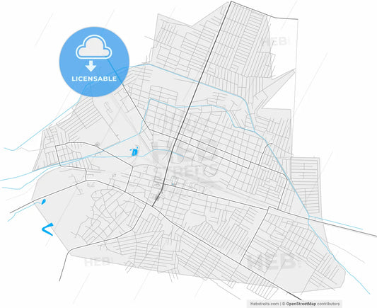 Gudermes, Chechen Republic, Russia, high resolution vector map - Instant download PDF and JPG