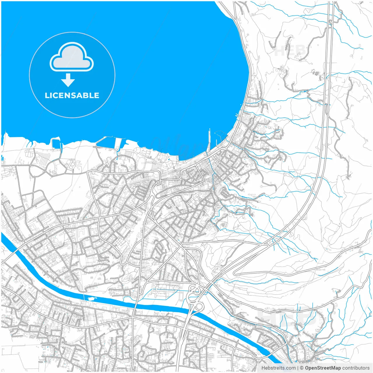Bregenz, Vorarlberg, Austria, city map with high resolution roads.