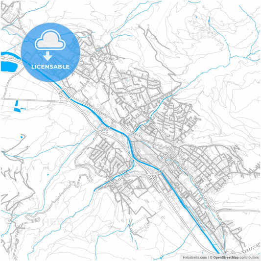 Bludenz, Vorarlberg, Austria, city map with high resolution roads.