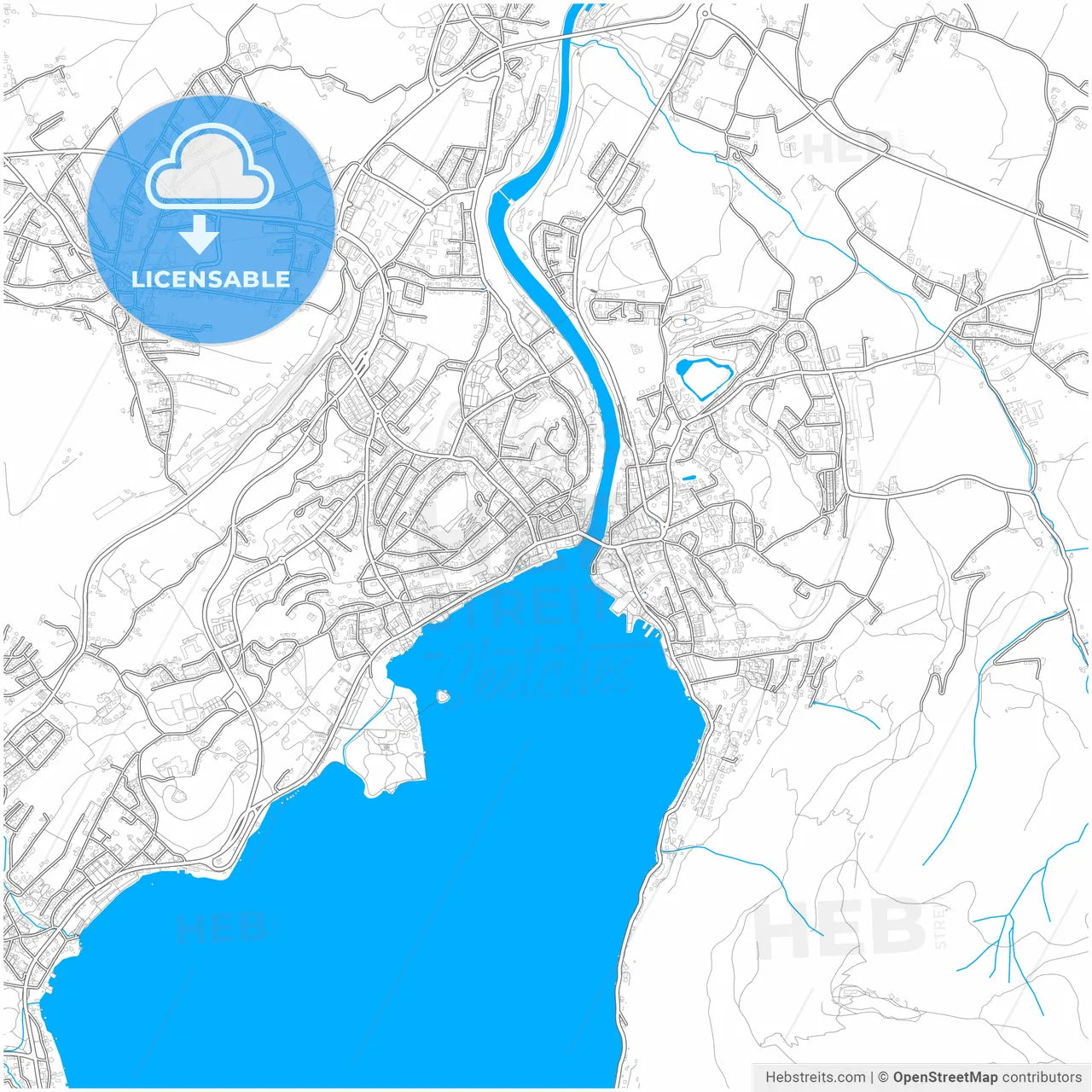 Gmunden, Upper Austria, Austria, city map with high resolution roads.