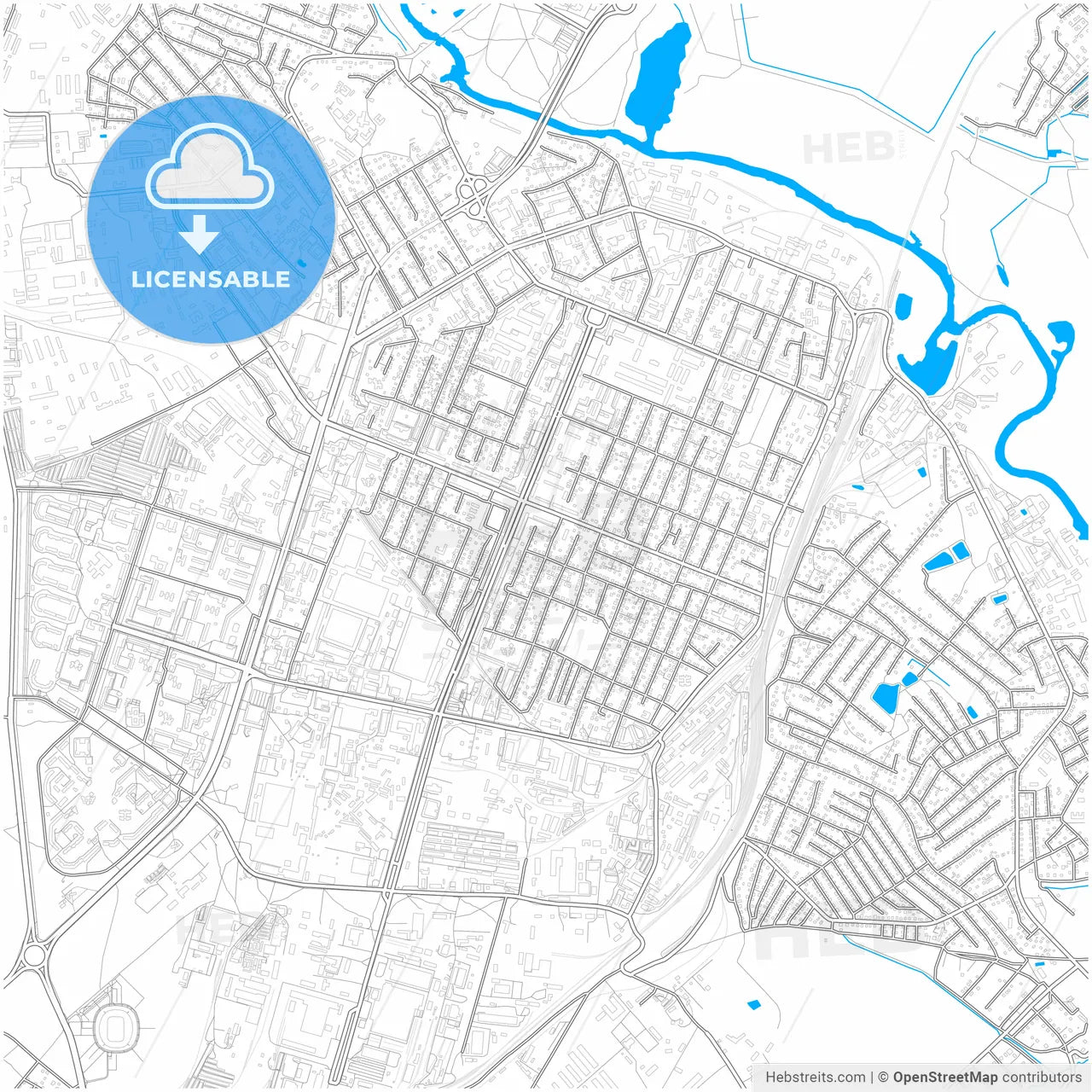 Barysaw, Rajon, Belarus, city map with high resolution roads.