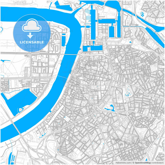 Antwerp, Belgium, city map with high resolution roads.