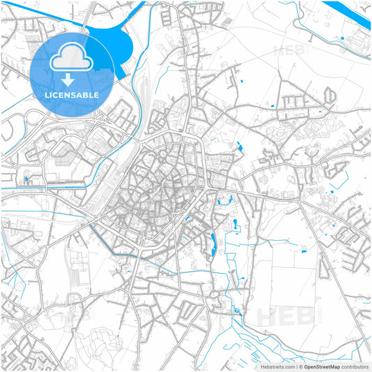 Mons, Hainaut, Belgium, city map with high resolution roads.