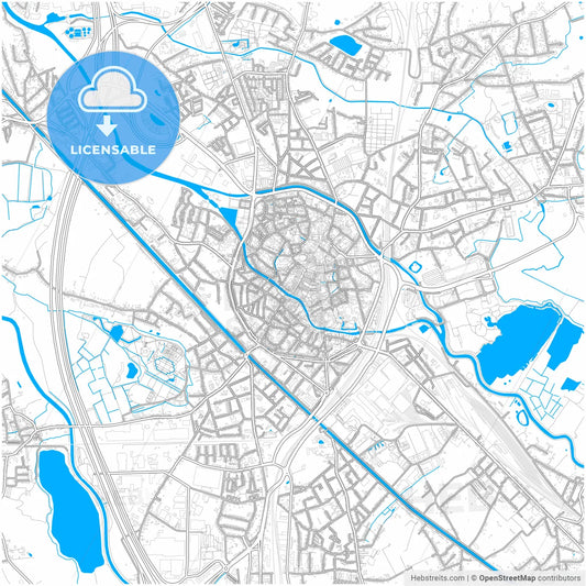 Mechelen, Antwerp, Belgium, city map with high resolution roads.