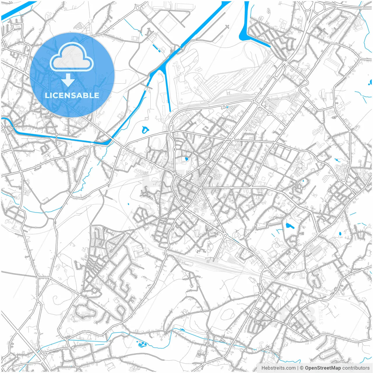 La Louvière, Hainaut, Belgium, city map with high resolution roads.
