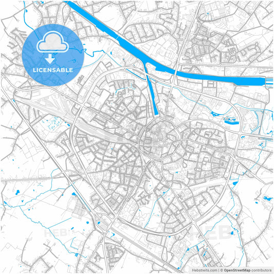Hasselt, Limburg, Belgium, city map with high resolution roads.