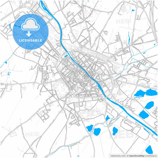 Tournai, Hainaut, Belgium, city map with high resolution roads.