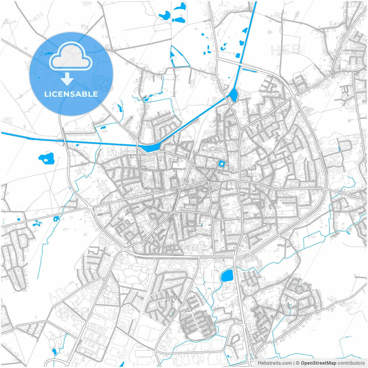 Turnhout, Antwerp, Belgium, city map with high resolution roads.