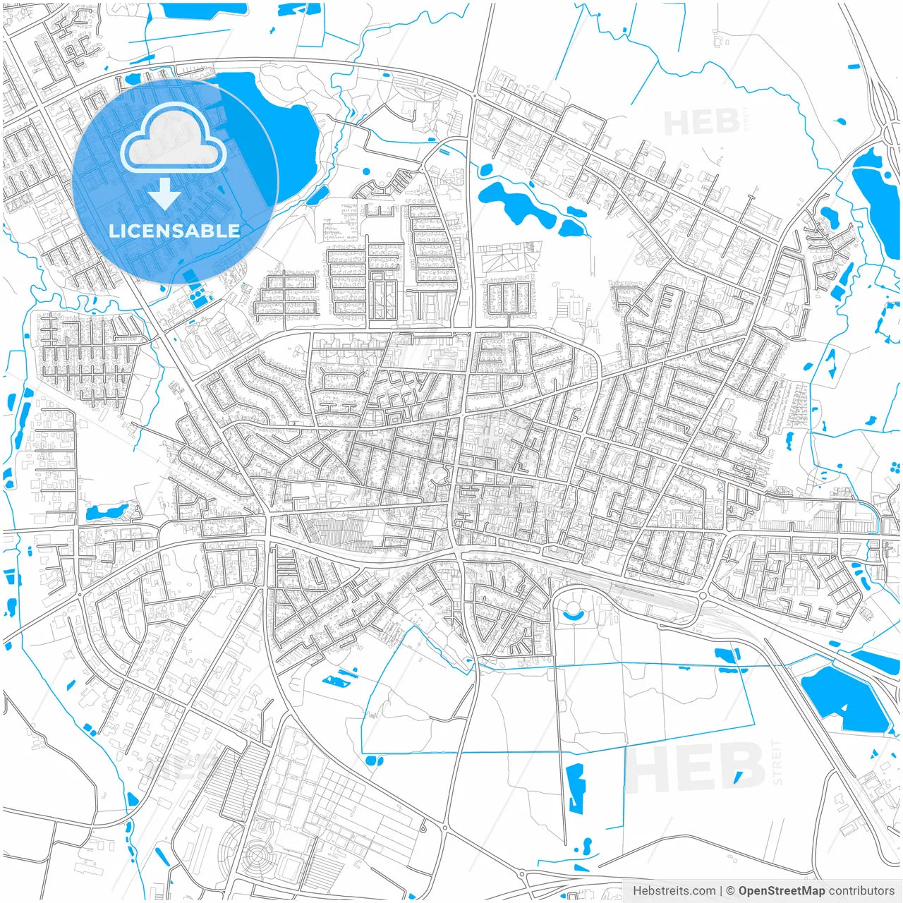 Herning Municipality, Denmark, city map with high resolution roads.