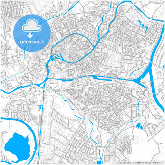 Strasbourg, Bas-Rhin, France, city map with high resolution roads.