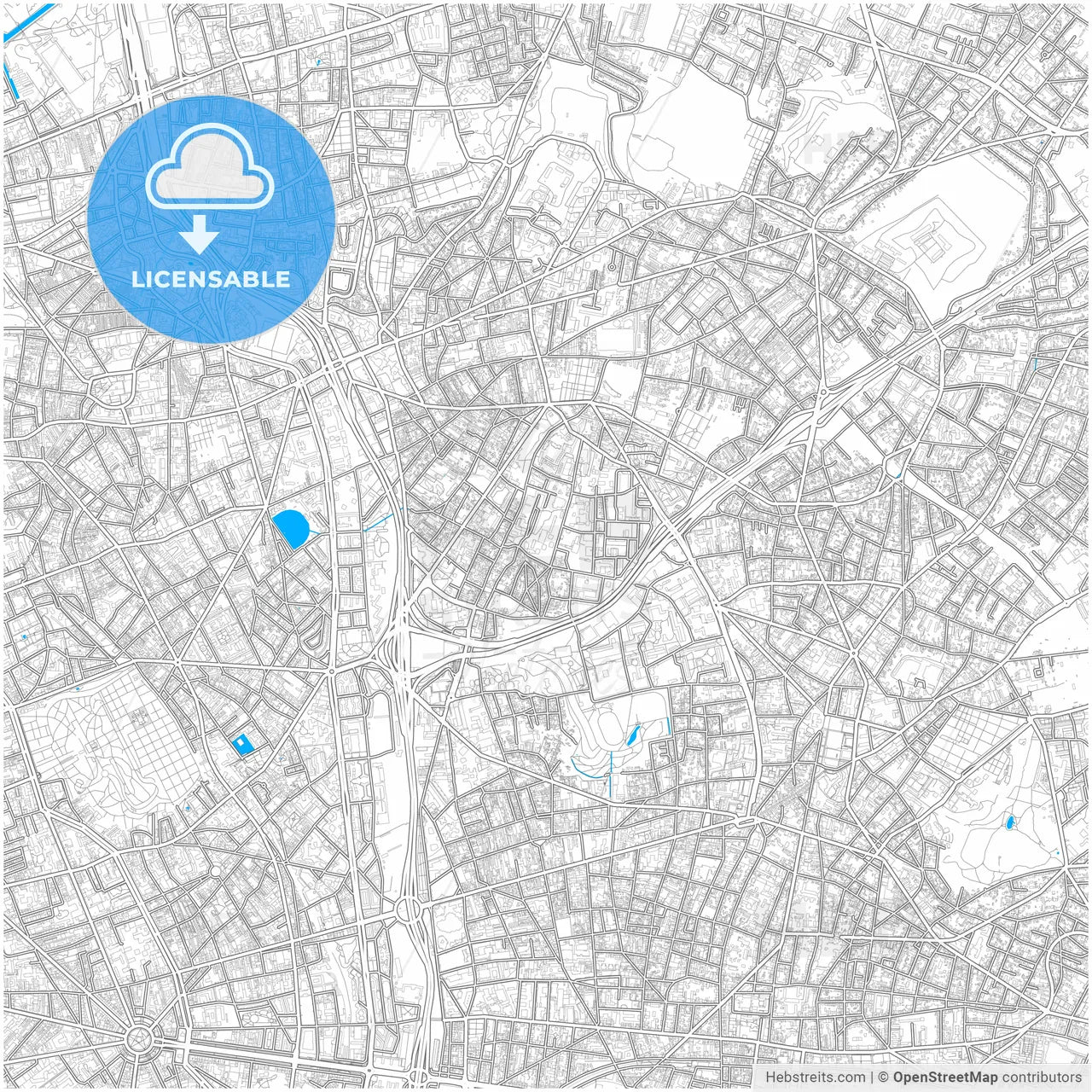 Bagnolet, Seine-Saint-Denis, France, city map with high resolution roads.