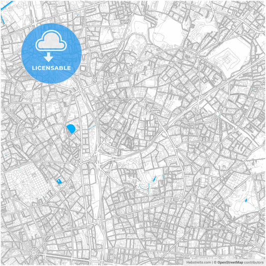 Bagnolet, Seine-Saint-Denis, France, city map with high resolution roads.