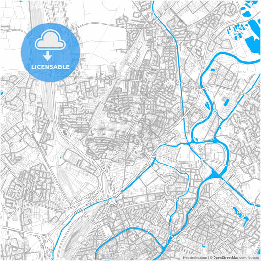 Schiltigheim, Bas-Rhin, France, city map with high resolution roads.