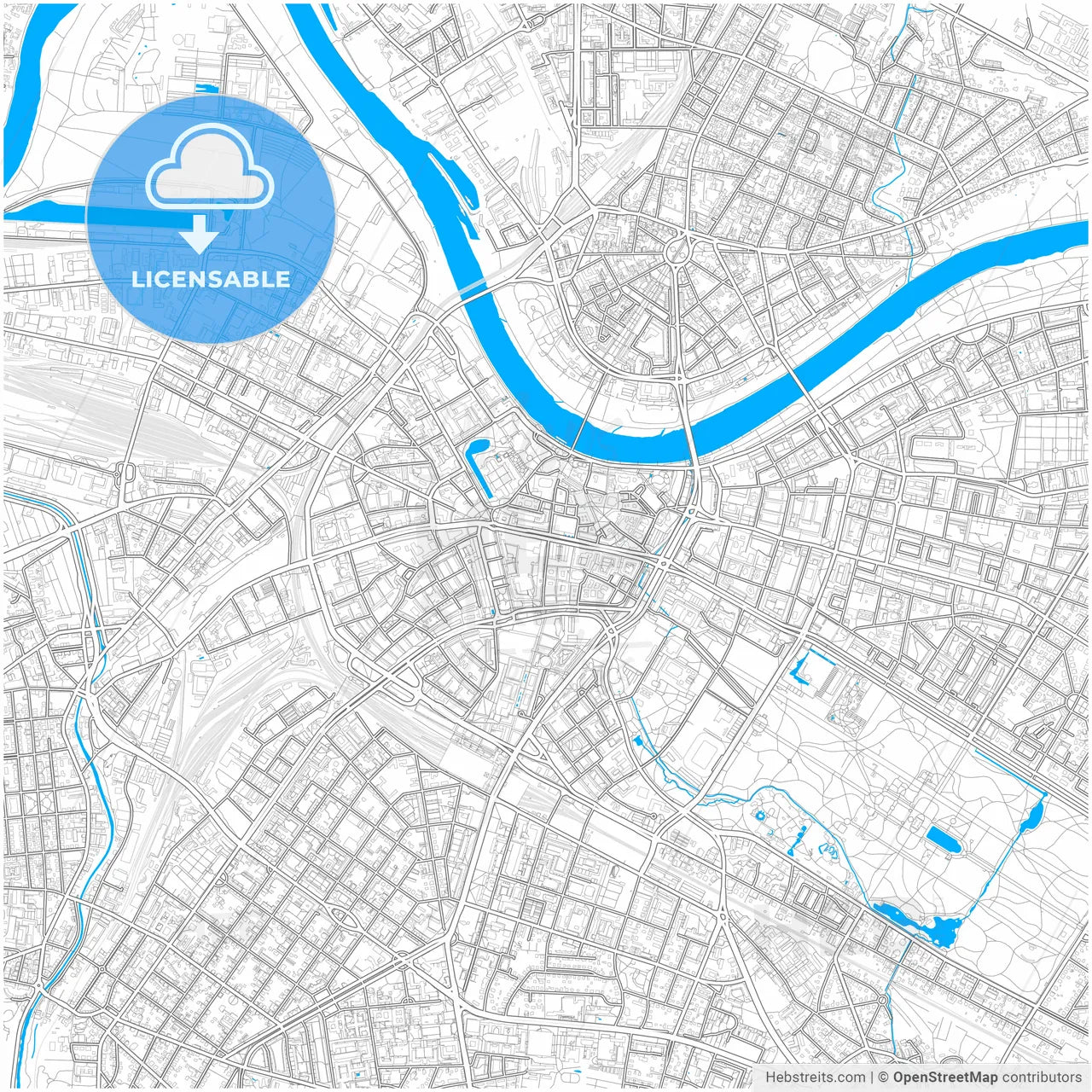 Dresden, Saxony, Germany, city map with high resolution roads.