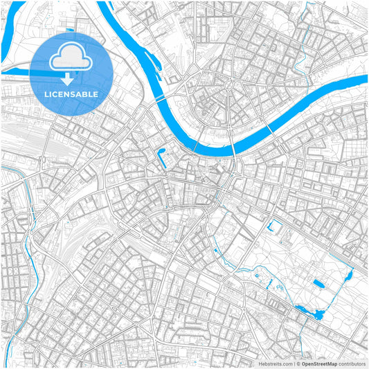Dresden, Saxony, Germany, city map with high resolution roads.
