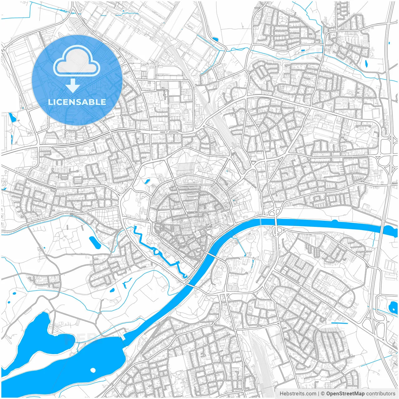 Ingolstadt, Bavaria, Germany, city map with high resolution roads.