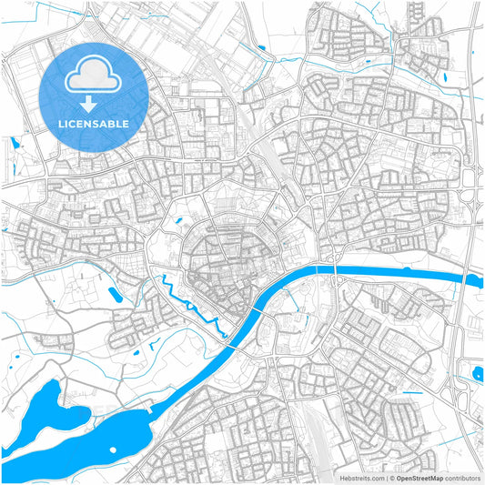 Ingolstadt, Bavaria, Germany, city map with high resolution roads.