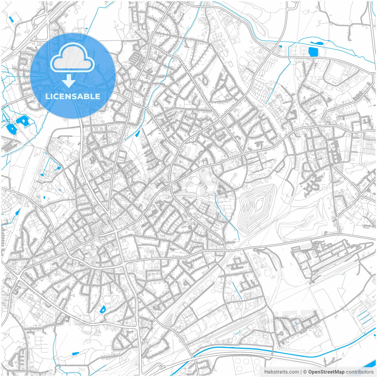 Bottrop, North Rhine-Westphalia, Germany, city map with high resolution roads.
