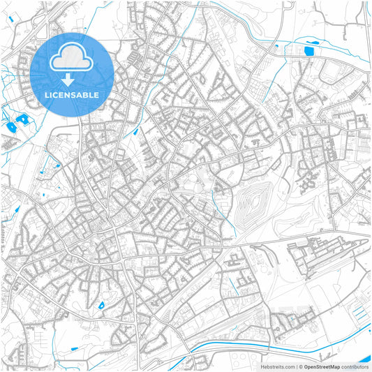 Bottrop, North Rhine-Westphalia, Germany, city map with high resolution roads.