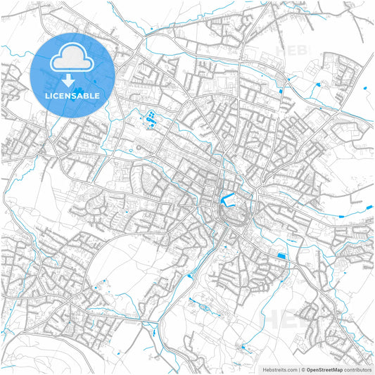 Detmold, North Rhine-Westphalia, Germany, city map with high resolution roads.