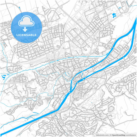 Landshut, Bavaria, Germany, city map with high resolution roads.