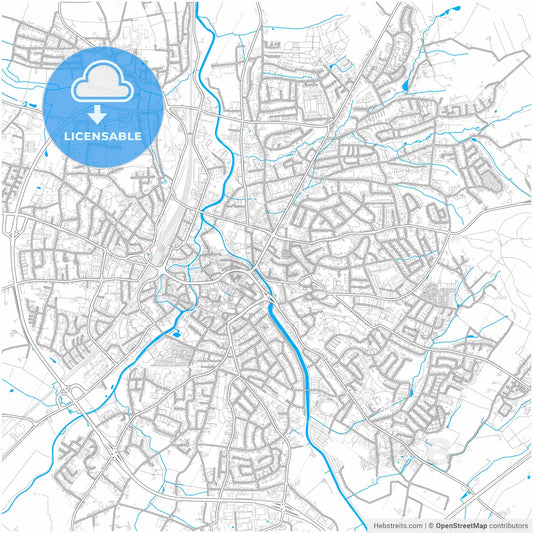 Herford, North Rhine-Westphalia, Germany, city map with high resolution roads.