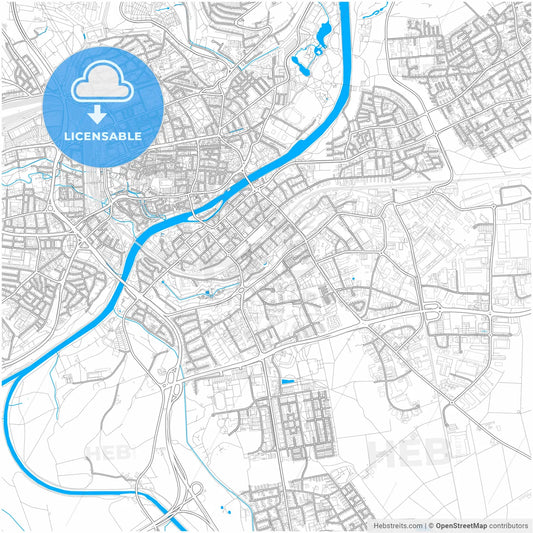 Neu-Ulm, Bavaria, Germany, city map with high resolution roads.