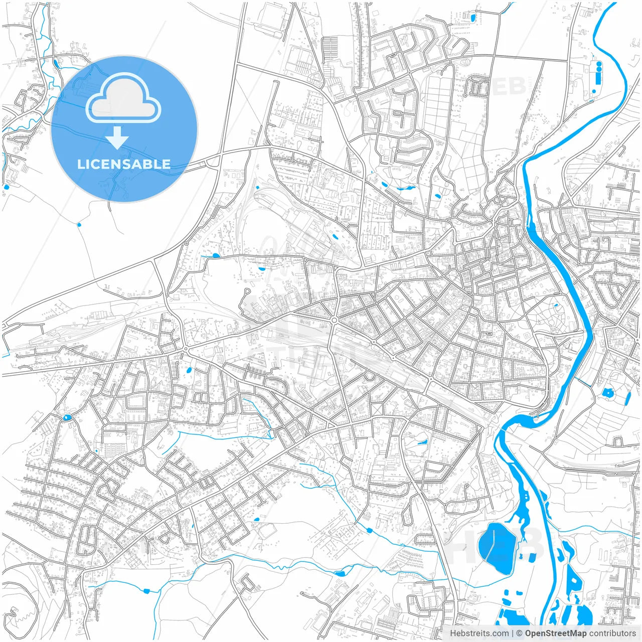 Gorlitz, Saxony, Germany, city map with high resolution roads.