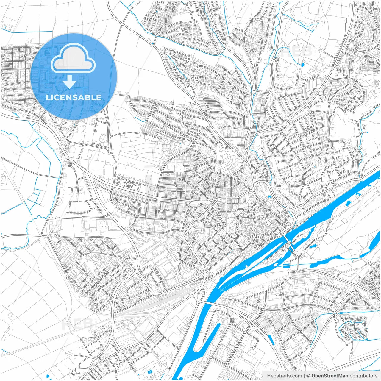 Schweinfurt, Bavaria, Germany, city map with high resolution roads.