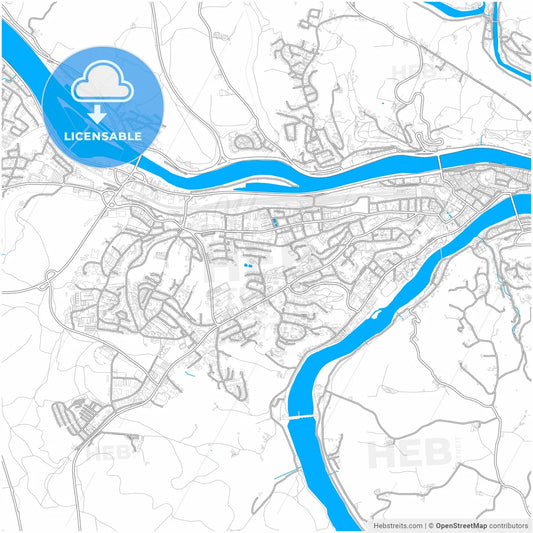 Passau, Bavaria, Germany, city map with high resolution roads.