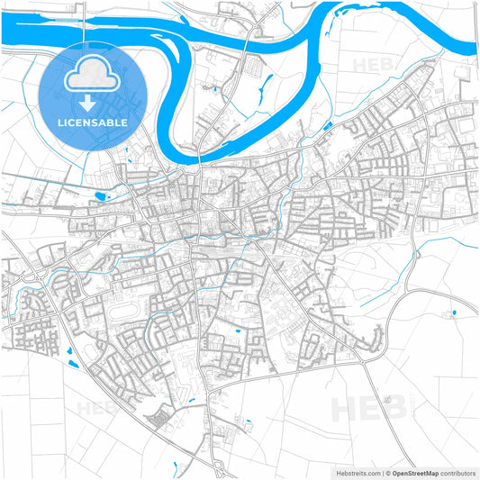Straubing, Bavaria, Germany, city map with high resolution roads.