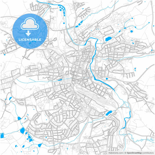 Hof, Bavaria, Germany, city map with high resolution roads.