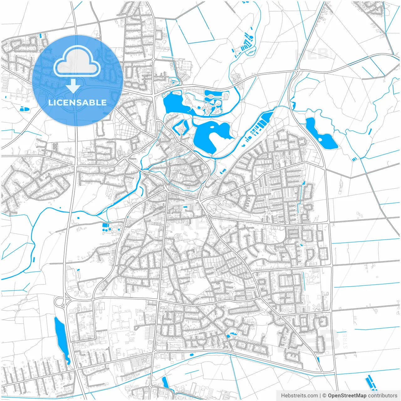 Gifhorn, Lower Saxony, Germany, city map with high resolution roads.