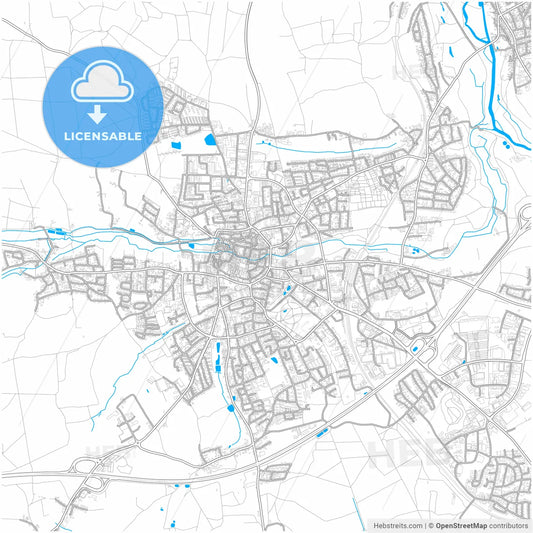 Schwabach, Bavaria, Germany, city map with high resolution roads.
