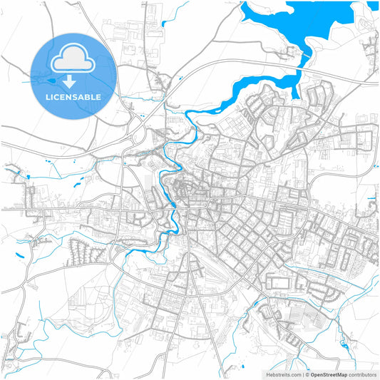 Bautzen, Saxony, Germany, city map with high resolution roads.