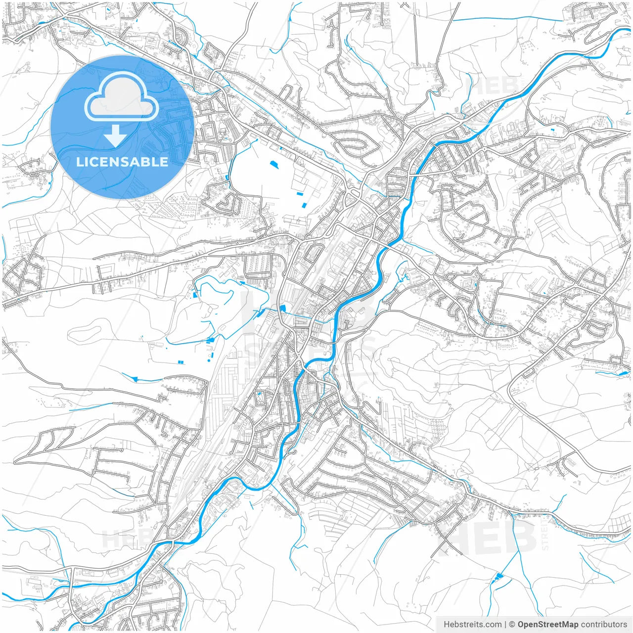 Freital, Saxony, Germany, city map with high resolution roads.