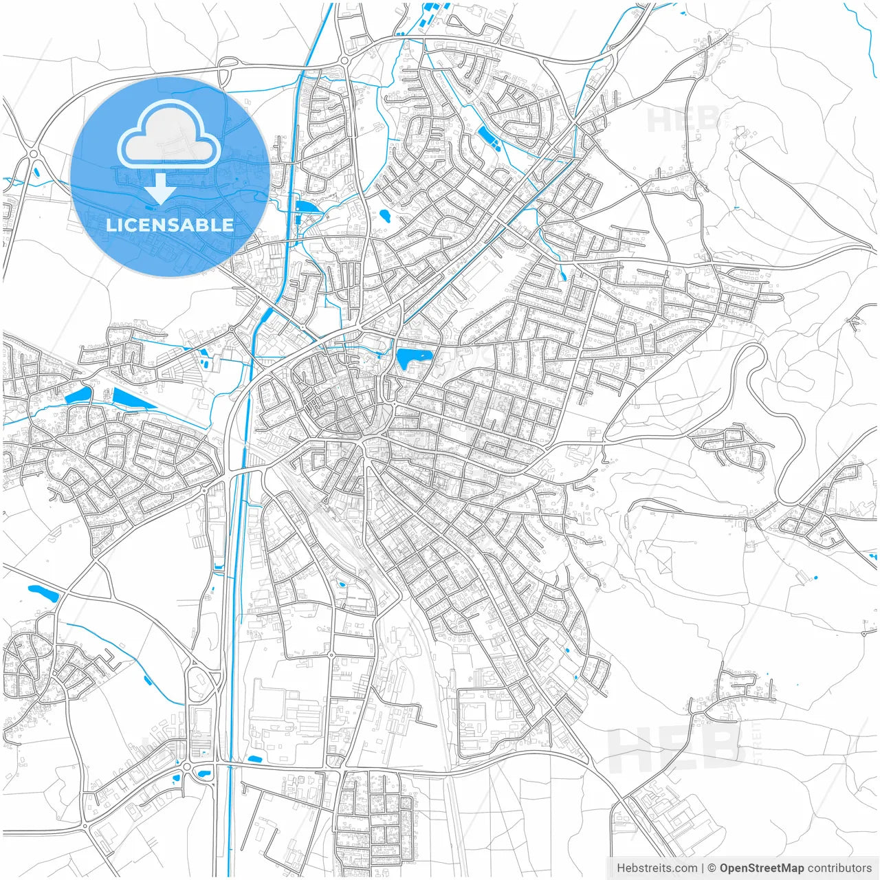 Neumarkt in der Oberpfalz, Bavaria, Germany, city map with high resolution roads.