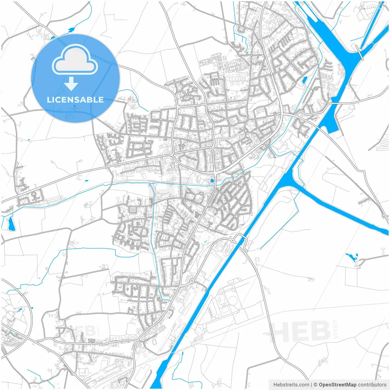 Datteln, North Rhine-Westphalia, Germany, city map with high resolution roads.