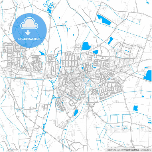 Geldern, North Rhine-Westphalia, Germany, city map with high resolution roads.