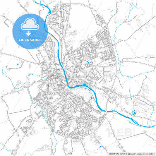 Kilkenny, County Kilkenny, Ireland, city map with high resolution roads.