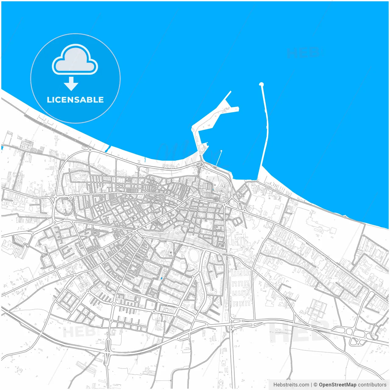 Barletta, Apulia, Italy, city map with high resolution roads.