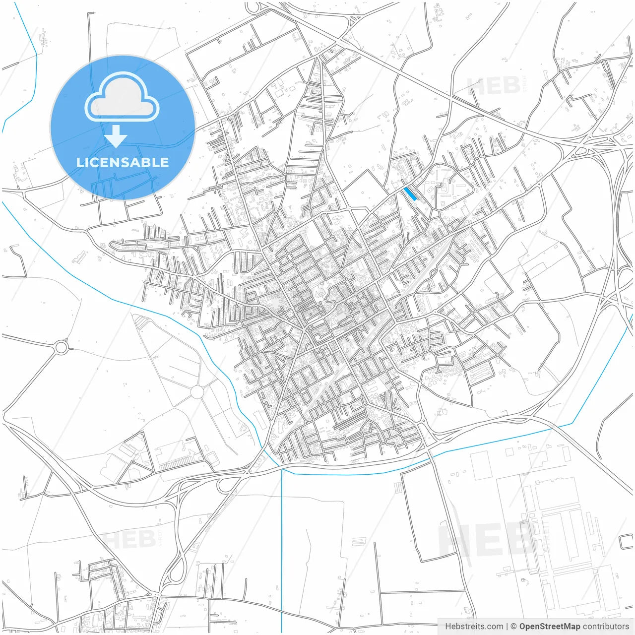 Acerra, Campania, Italy, city map with high resolution roads.