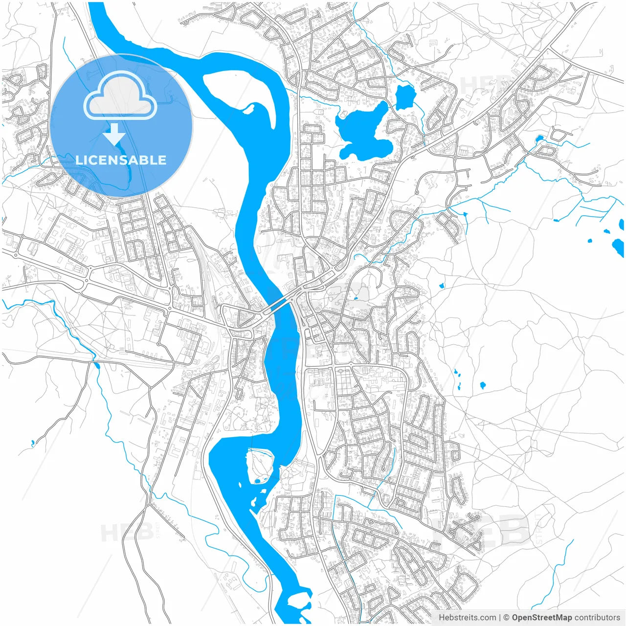 Elverum, Hedmark, Norway, city map with high resolution roads.