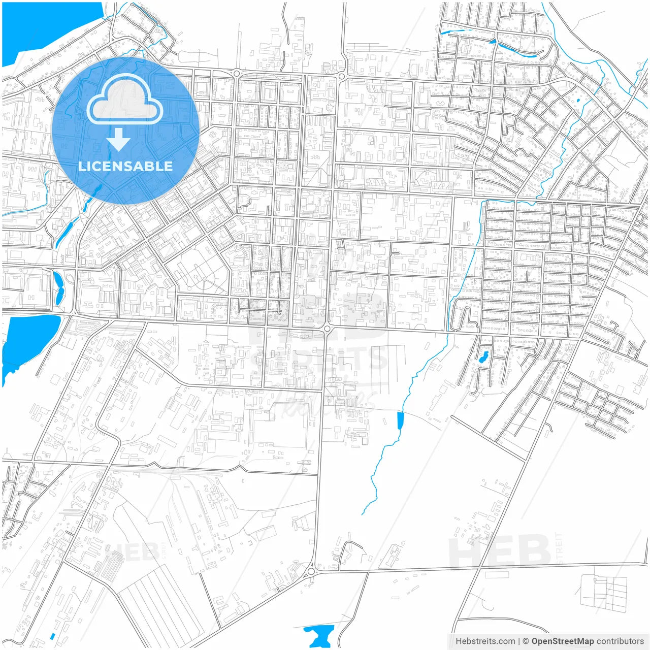 Almetyevsk, Republic of Tatarstan, Russia, city map with high resolution roads.