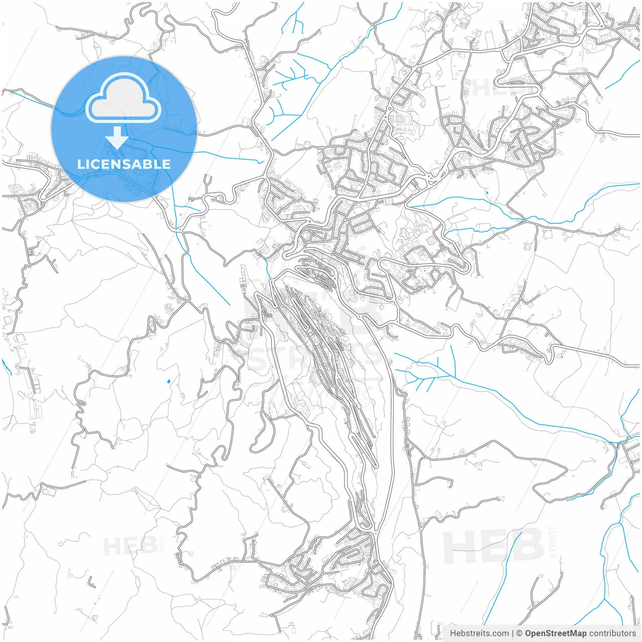 City of San Marino, San Marino, city map with high resolution roads.